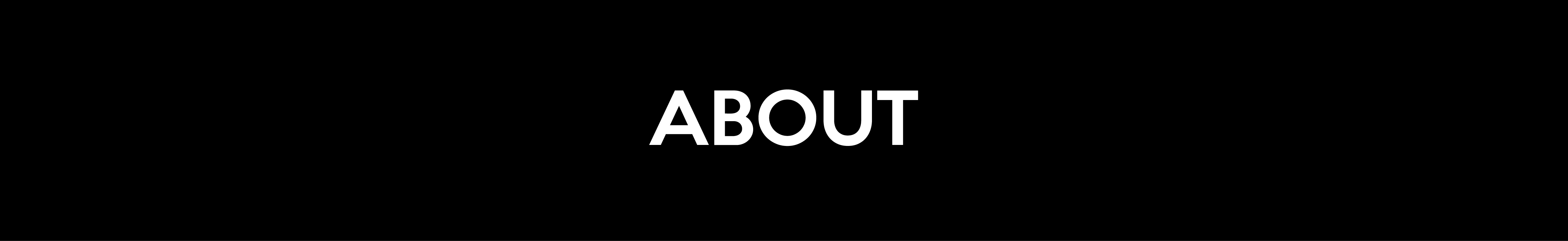 A black and white image of the word about.