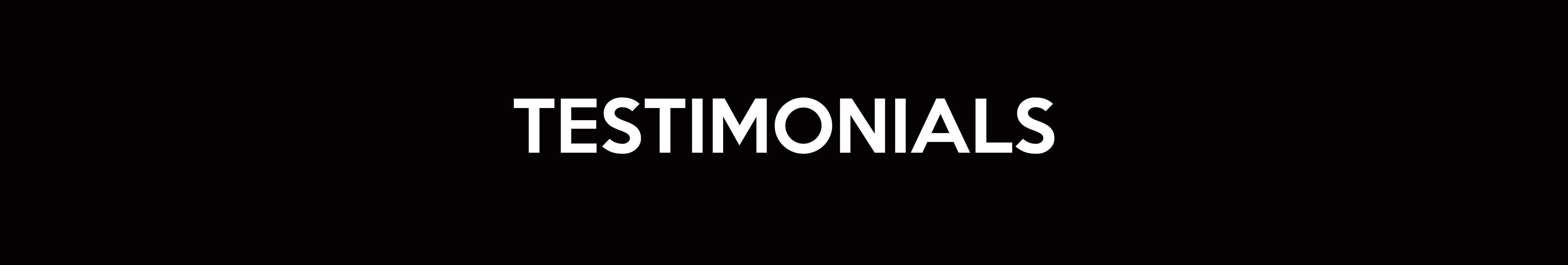 A black and white image of the words " testimonia ".