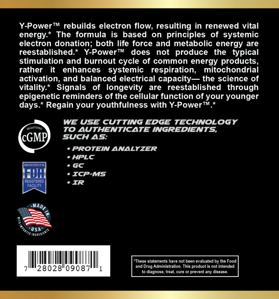 A back cover of the book, " y-power ".
