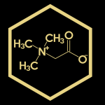 A black and yellow hexagonal picture with some chemical structures