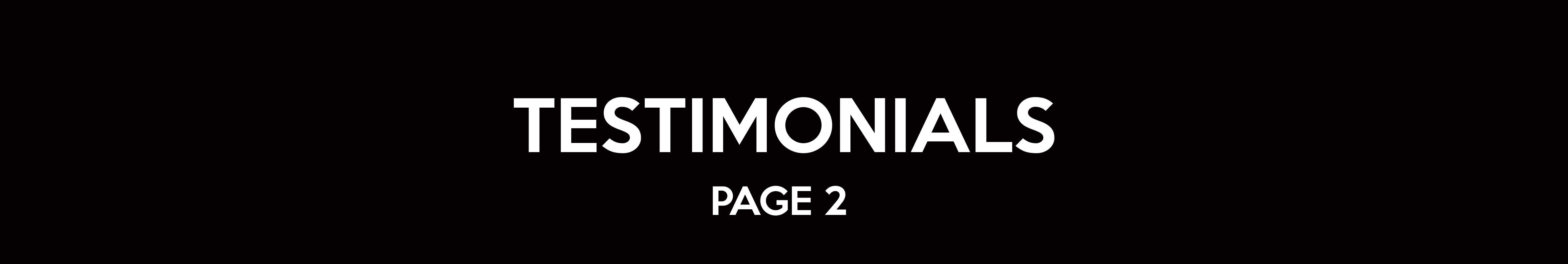 A black and white image of the words " testimonia page 2 ".